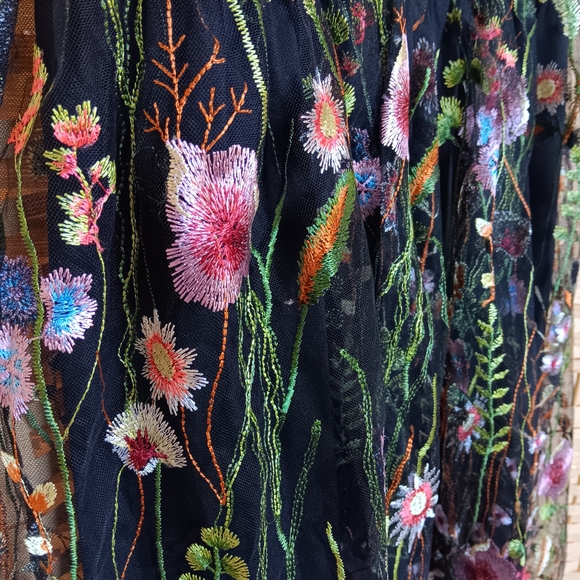 NWT Torrid Smocked Bodice Off Shoulder Skater Dress - Black Lace Embroidery - Picture 5 of 15